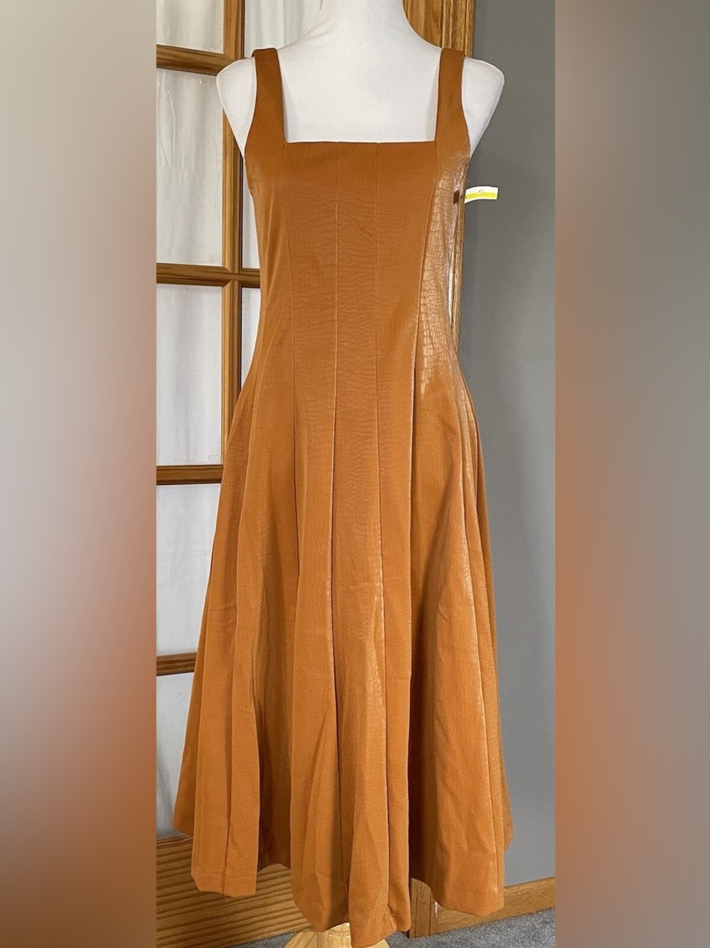 MELLODAY Caramel Brown Maxi A-Line Panel Dress Skirt